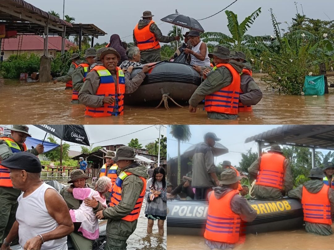 brimob-polda-sumbar-bergerak-cepat,-selamatkan-warga-terdampak-banjir-akibat-hujan-ekstrem
