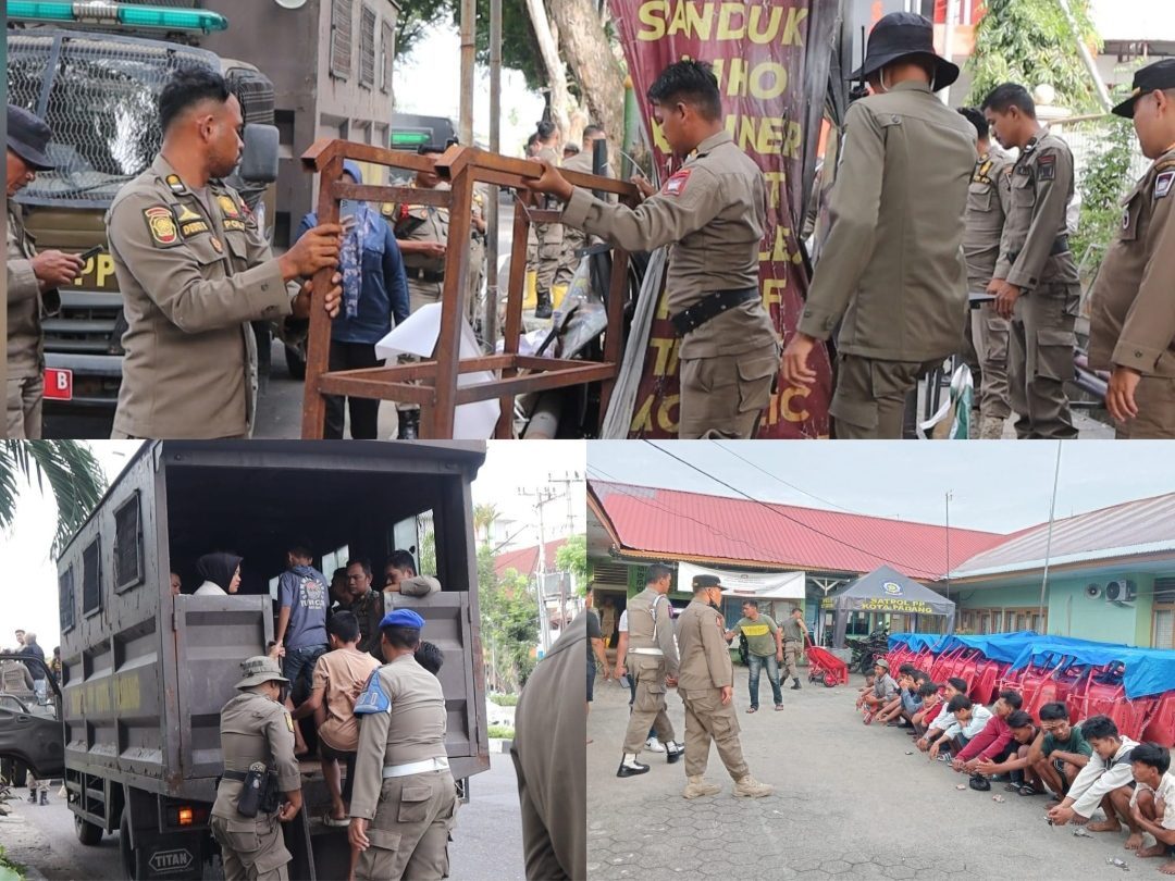 gelar-operasi-trantibum,-satpol-pp-padang-bersihkan-jalur-utama-dari-pkl-dan-gepeng