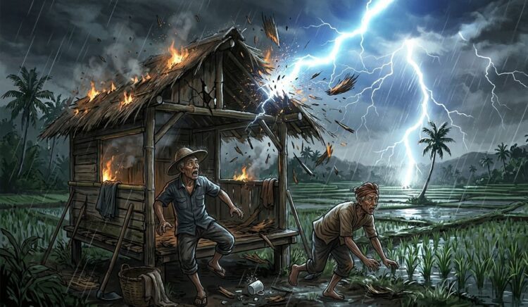 tiga-warga-agam-tersambar-petir-saat-berteduh,-satu-tewas