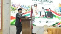 Gubernur Sumbar Mahyeldi Ansharullah berbicara di Seminar Kepalestinaan di Istana Bung Hatta, Bukittinggi.