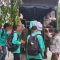 Lima pelajar berseragam sekolah diamankan petugas Satpol PP Padang saat terjaring razia bolos sekolah di sebuah warung.